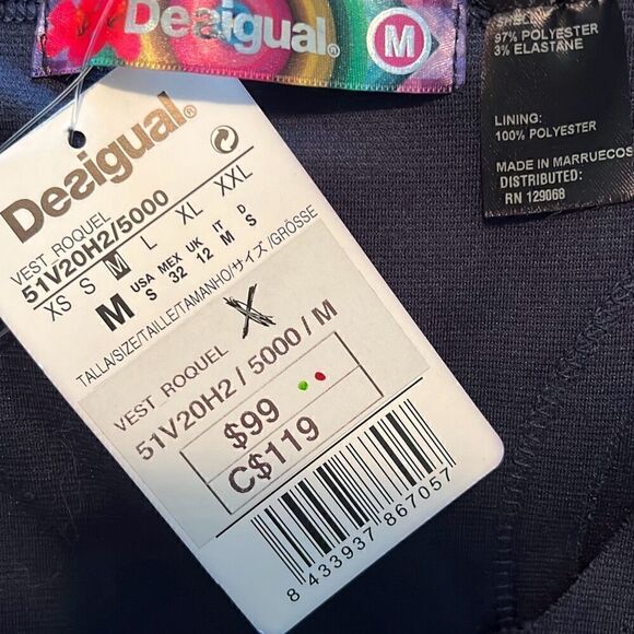 NWT Desigual Šaty Women's Navy Cut-Out Sleeveless Racerback Mini Dress - Picture 8 of 8